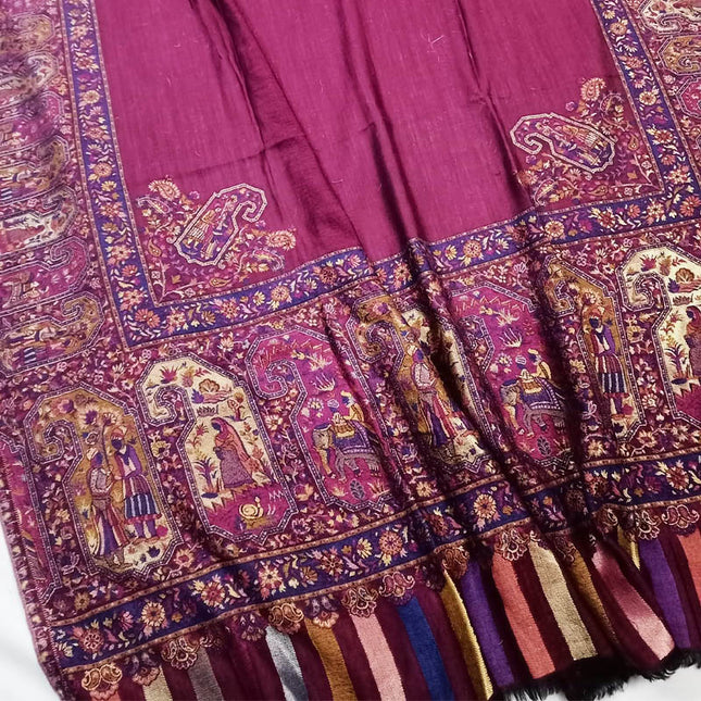 Premium Moonlight + Kani Border Wool Shawl (Ready To Wear)