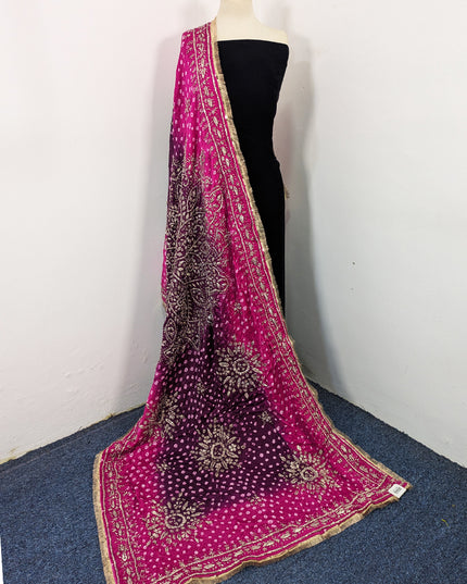Premium Handmade Chunnri & Gotta Work Silk Dupatta (Ready To Wear)