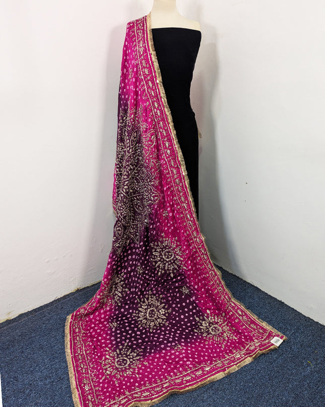 Premium Handmade Chunnri & Gotta Work Silk Dupatta (Ready To Wear)