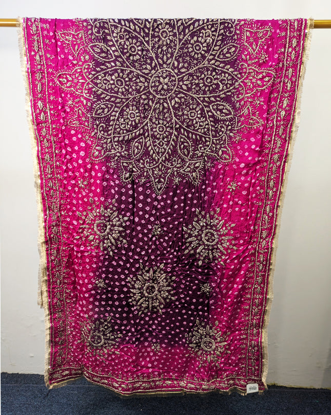 Premium Handmade Chunnri & Gotta Work Silk Dupatta (Ready To Wear)