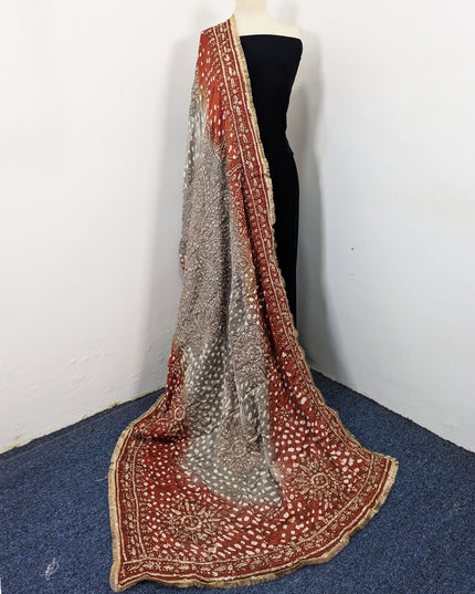 Premium Handmade Chunnri & Gotta Work Silk Dupatta (Ready To Wear)