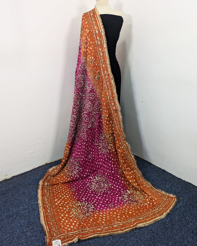 Premium Handmade Chunnri & Gotta Work Silk Dupatta (Ready To Wear)