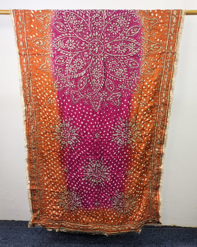 Premium Handmade Chunnri & Gotta Work Silk Dupatta (Ready To Wear)