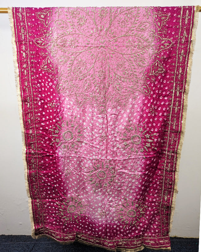 Premium Handmade Chunnri & Gotta Work Silk Dupatta (Ready To Wear)