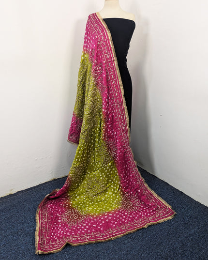 Premium Handmade Chunnri & Gotta Work Silk Dupatta (Ready To Wear)
