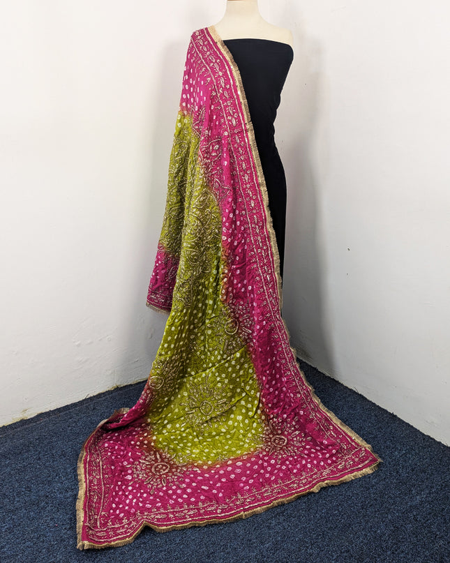Premium Handmade Chunnri & Gotta Work Silk Dupatta (Ready To Wear)