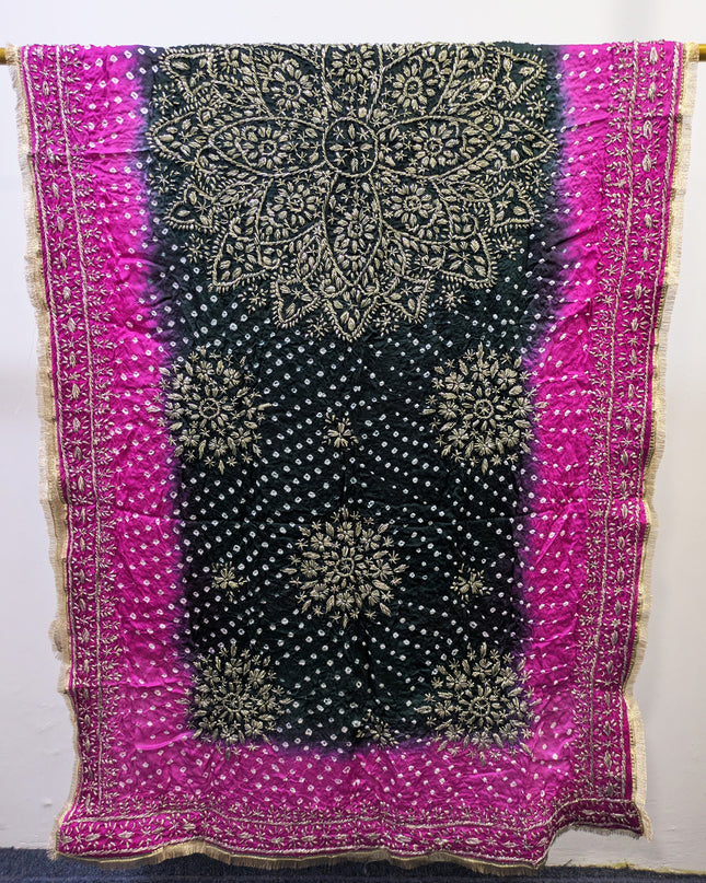 Premium Handmade Chunnri & Gotta Work Silk Dupatta (Ready To Wear)