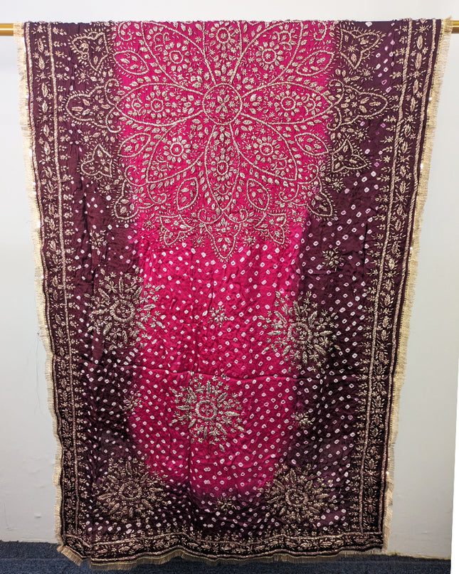Premium Handmade Chunnri & Gotta Work Silk Dupatta (Ready To Wear)