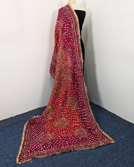 Premium Handmade Chunnri & Gotta Work Silk Dupatta (Ready To Wear)
