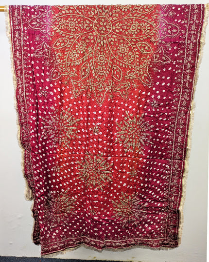 Premium Handmade Chunnri & Gotta Work Silk Dupatta (Ready To Wear)