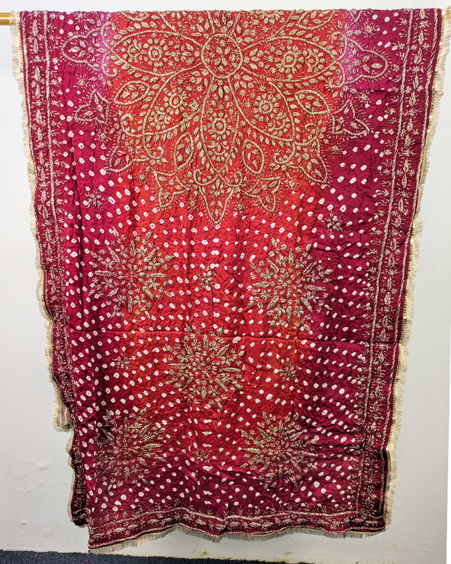 Premium Handmade Chunnri & Gotta Work Silk Dupatta (Ready To Wear)