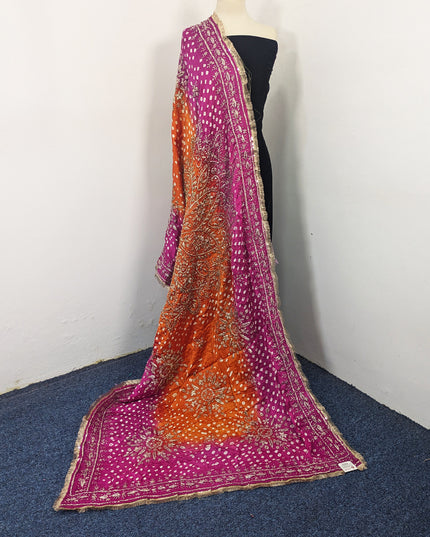 Premium Handmade Chunnri & Gotta Work Silk Dupatta (Ready To Wear)