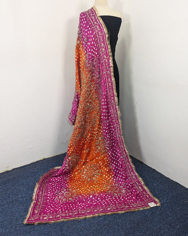 Premium Handmade Chunnri & Gotta Work Silk Dupatta (Ready To Wear)