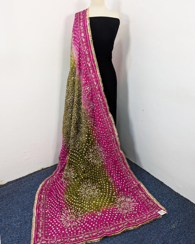 Premium Handmade Chunnri & Gotta Work Silk Dupatta (Ready To Wear)