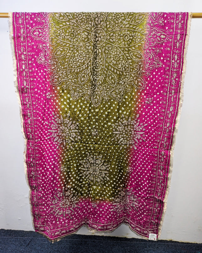 Premium Handmade Chunnri & Gotta Work Silk Dupatta (Ready To Wear)
