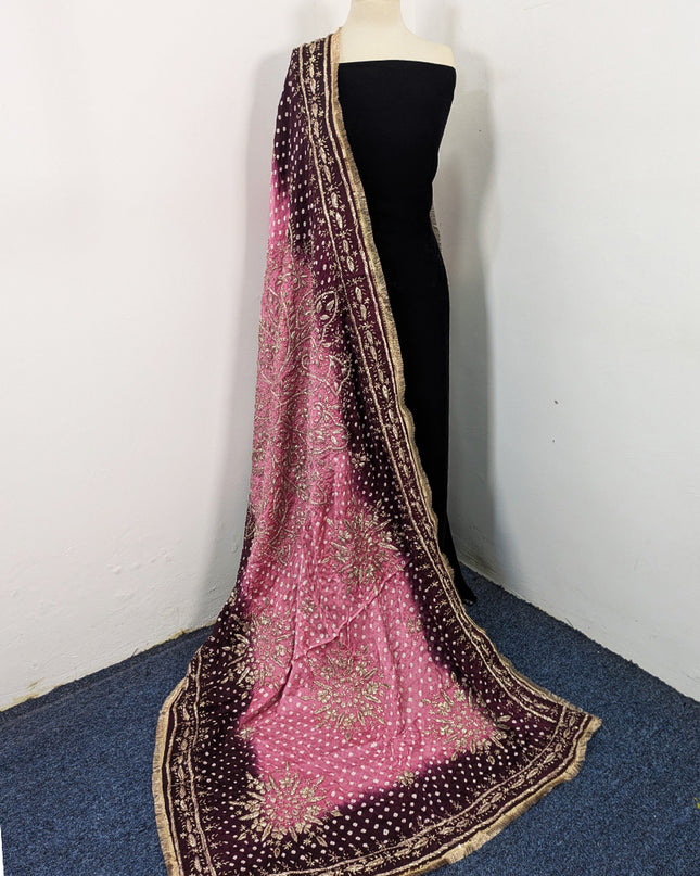 Premium Handmade Chunnri & Gotta Work Silk Dupatta (Ready To Wear)