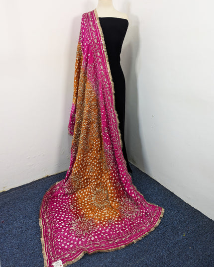 Premium Handmade Chunnri & Gotta Work Silk Dupatta (Ready To Wear)