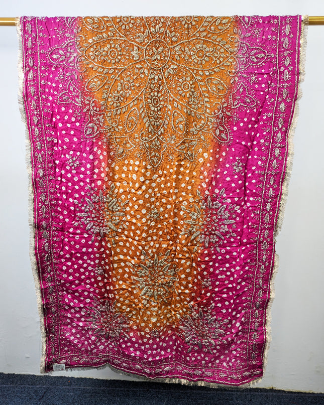 Premium Handmade Chunnri & Gotta Work Silk Dupatta (Ready To Wear)