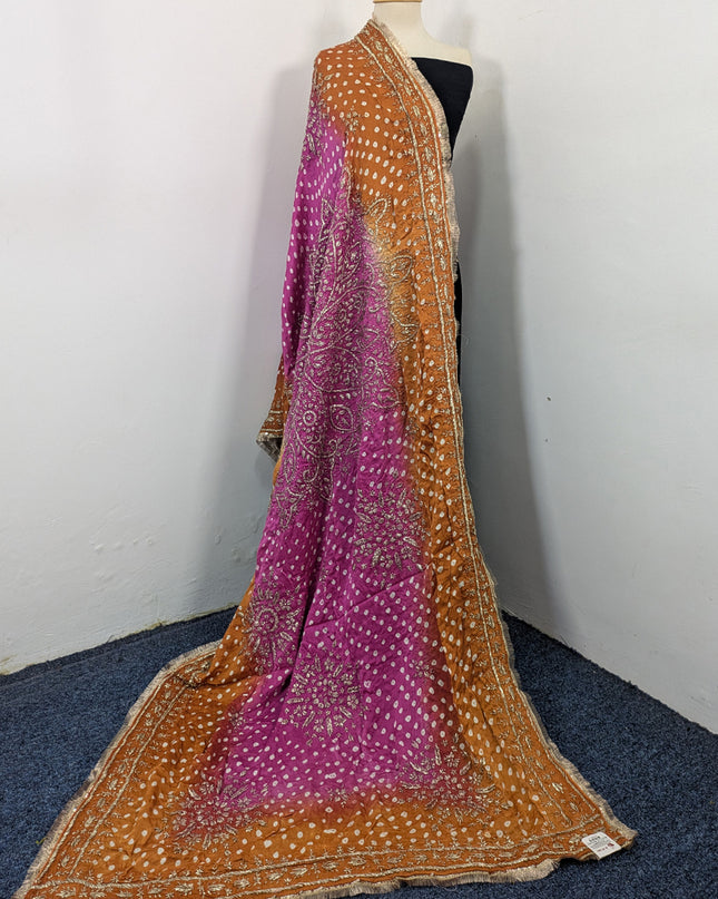 Premium Handmade Chunnri & Gotta Work Silk Dupatta (Ready To Wear)
