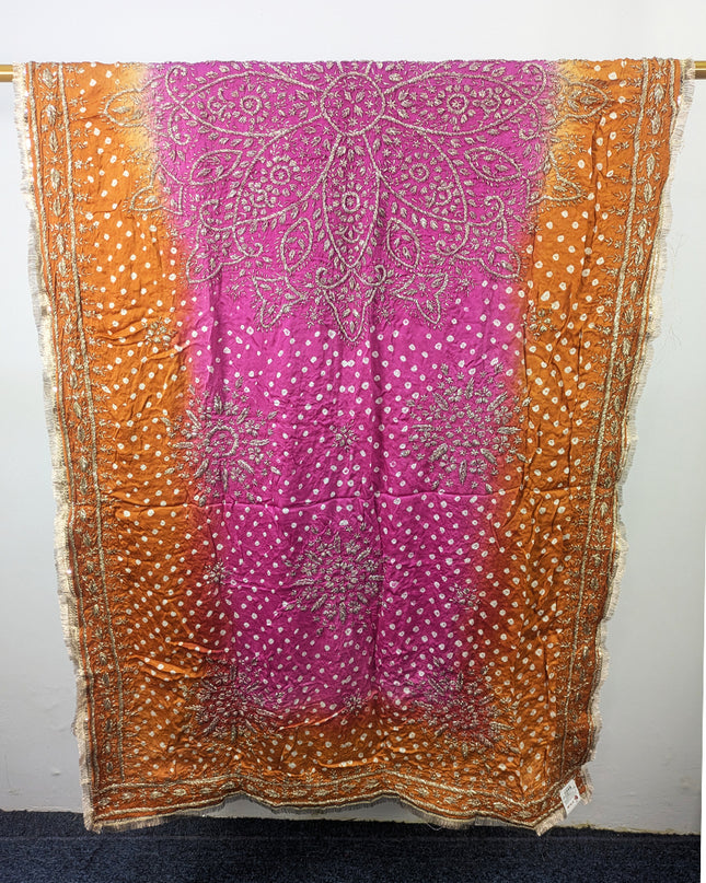 Premium Handmade Chunnri & Gotta Work Silk Dupatta (Ready To Wear)