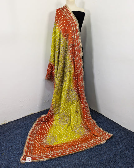 Premium Handmade Chunnri & Gotta Work Silk Dupatta (Ready To Wear)