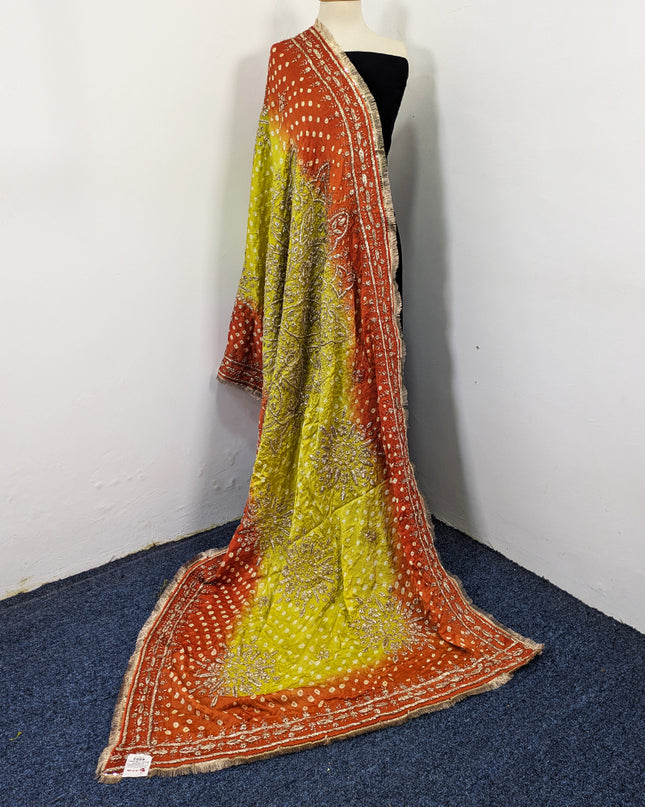Premium Handmade Chunnri & Gotta Work Silk Dupatta (Ready To Wear)