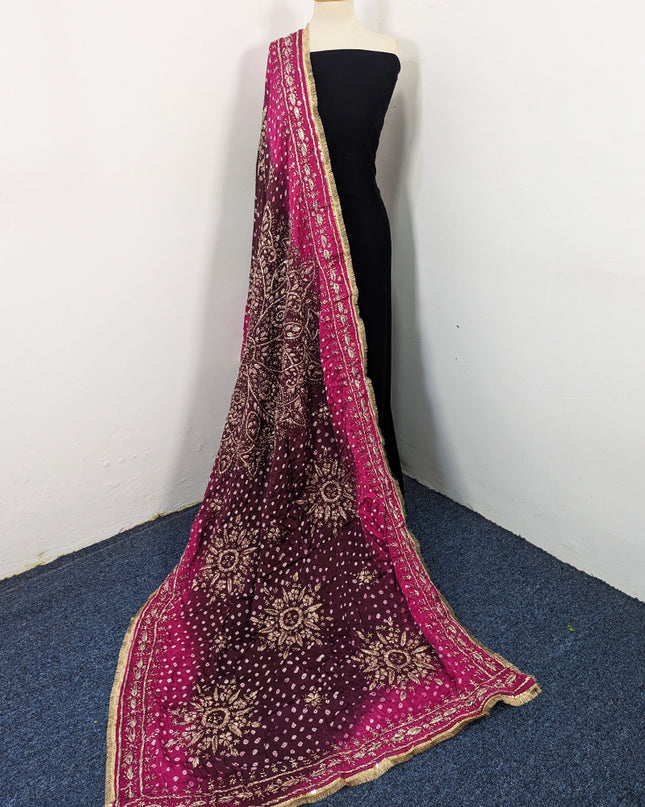 Premium Handmade Chunnri & Gotta Work Silk Dupatta (Ready To Wear)