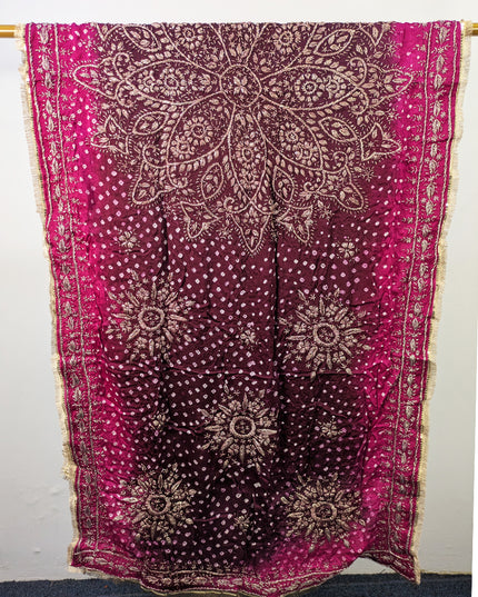 Premium Handmade Chunnri & Gotta Work Silk Dupatta (Ready To Wear)