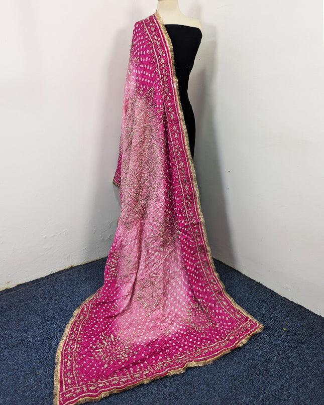 Premium Handmade Chunnri & Gotta Work Silk Dupatta (Ready To Wear)