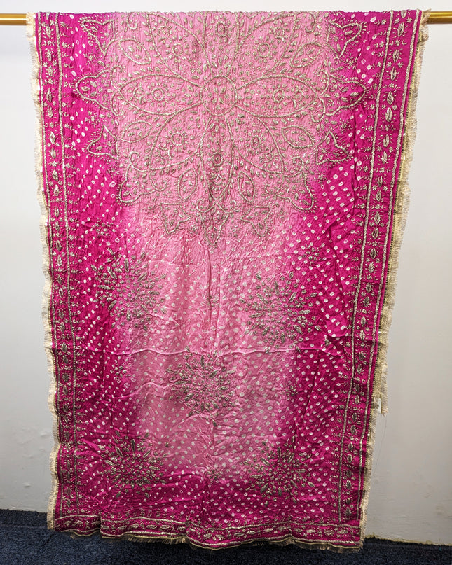 Premium Handmade Chunnri & Gotta Work Silk Dupatta (Ready To Wear)