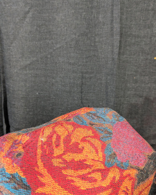 China Wool Shawl with 3D Floral Work (Ready To Wear)