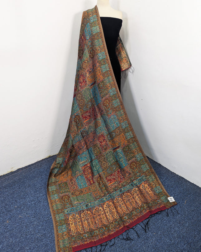 Mughal Mehrab Mina Kari - Pure Indian Kani Moonlight Shawl