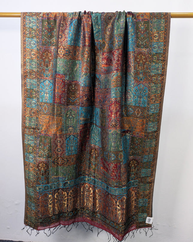 Mughal Mehrab Mina Kari - Pure Indian Kani Moonlight Shawl