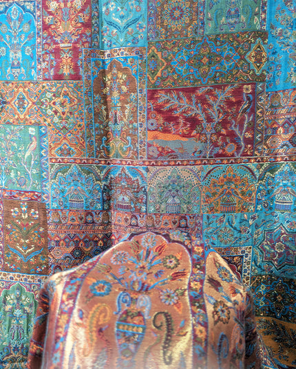 Mughal Mehrab Mina Kari - Pure Indian Kani Moonlight Shawl
