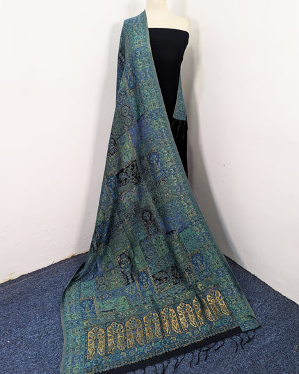 Mughal Mehrab Mina Kari - Pure Indian Kani Moonlight Shawl