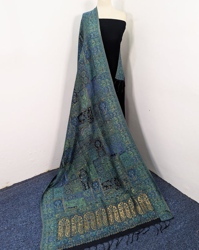 Mughal Mehrab Mina Kari - Pure Indian Kani Moonlight Shawl