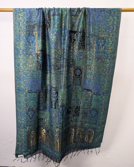 Mughal Mehrab Mina Kari - Pure Indian Kani Moonlight Shawl
