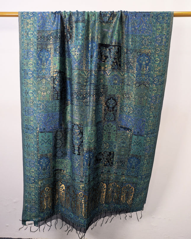 Mughal Mehrab Mina Kari - Pure Indian Kani Moonlight Shawl