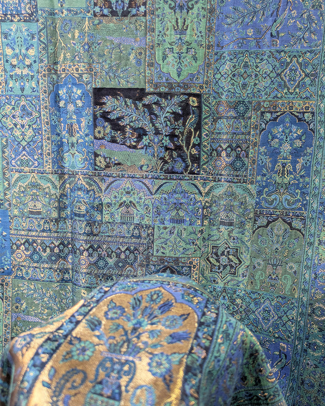 Mughal Mehrab Mina Kari - Pure Indian Kani Moonlight Shawl