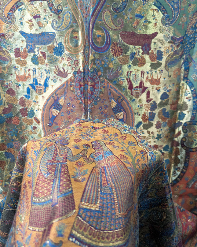 Fancy Pure Indian Kani Moonlight Shawl - Mughal Shikaargah