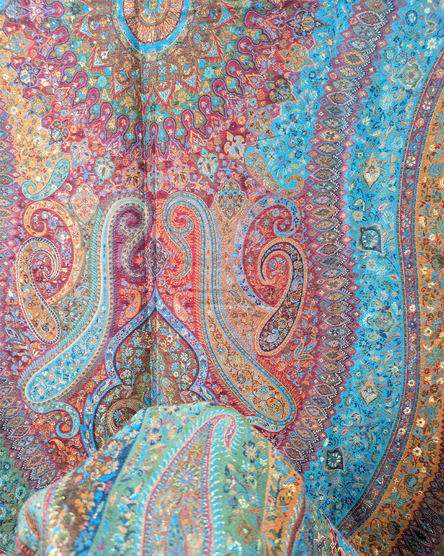 Handmade Pure Indian Kani Moonlight Shawl Jamawar Paisley Style Elegant Traditional Indian Wrap