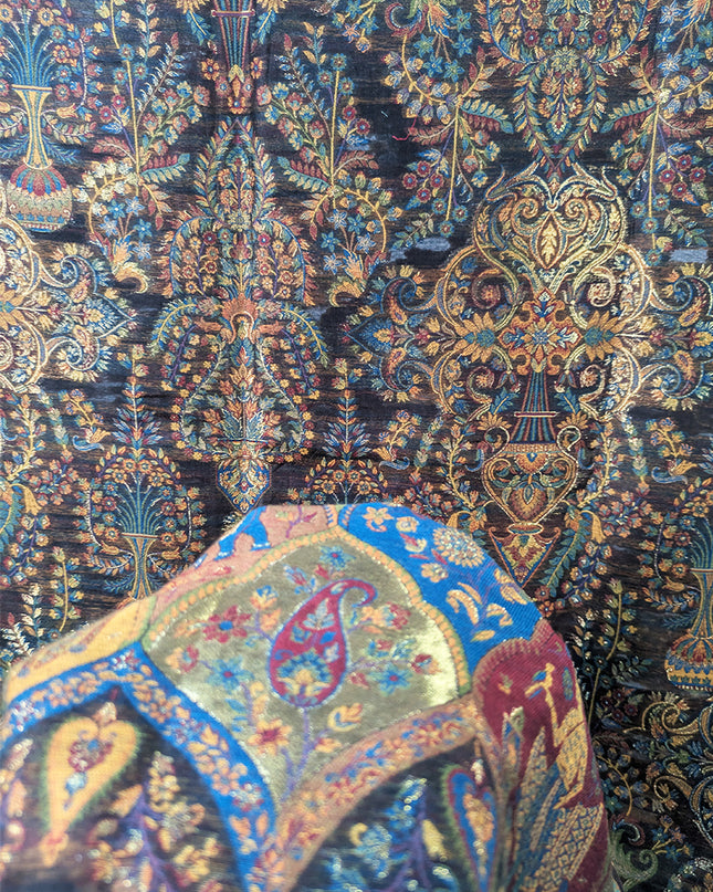 Fancy Pure Indian Diamond Mosaic Border Kani Moonlight Shawl