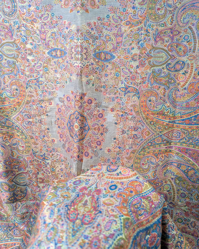 Pure Indian Moonlight Kani Silk Shawl (Ready To Wear)