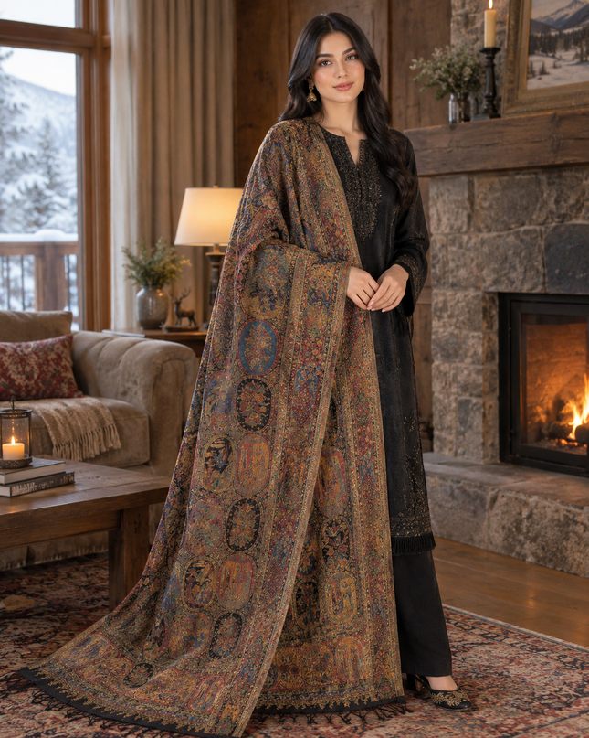 Premium Pure Indian Kani Moonlight Shawl (Ready To Wear)