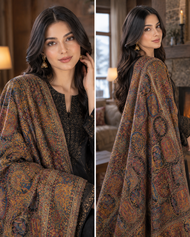 Premium Pure Indian Kani Moonlight Shawl (Ready To Wear)