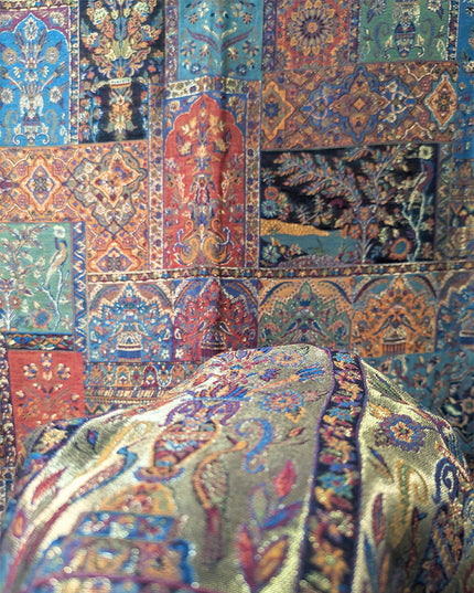 Mughal Mehrab Mina Kari - Pure Indian Kani Moonlight Shawl