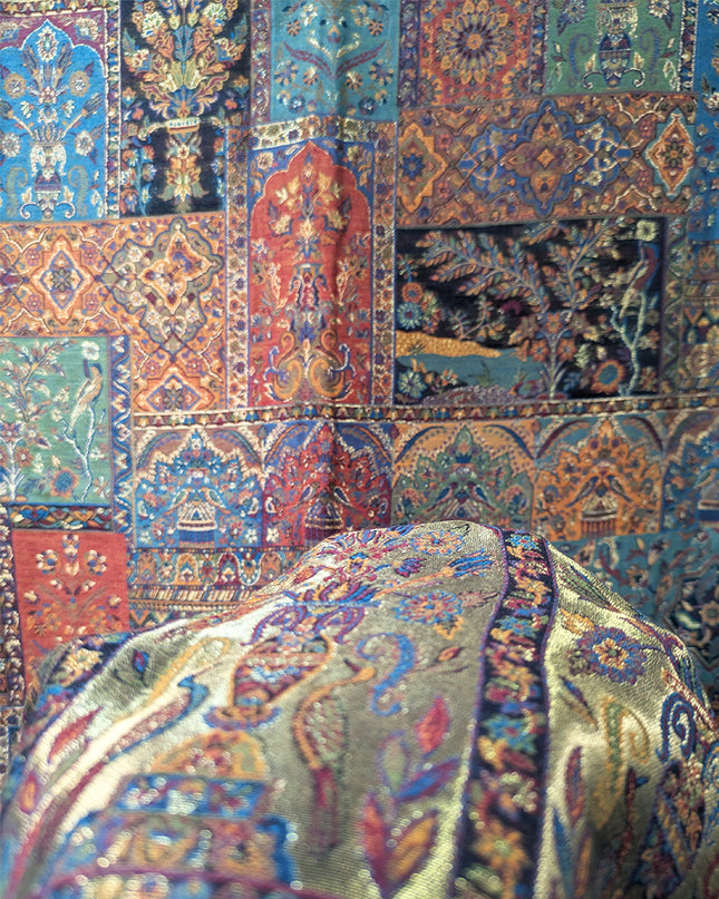 Mughal Mehrab Mina Kari - Pure Indian Kani Moonlight Shawl