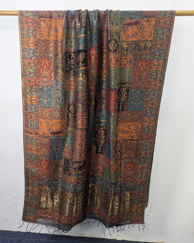 Mughal Mehrab Mina Kari - Pure Indian Kani Moonlight Shawl