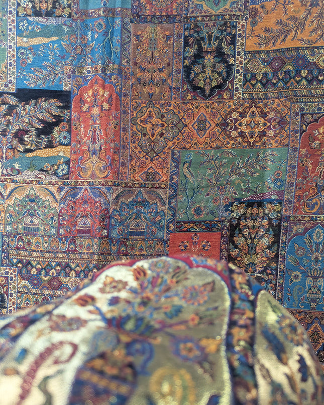 Mughal Mehrab Mina Kari - Pure Indian Kani Moonlight Shawl