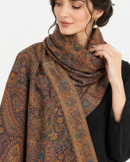 Exclusive Pure Indian Moonlight Kani Silk Shawl - Jamawar Paisley